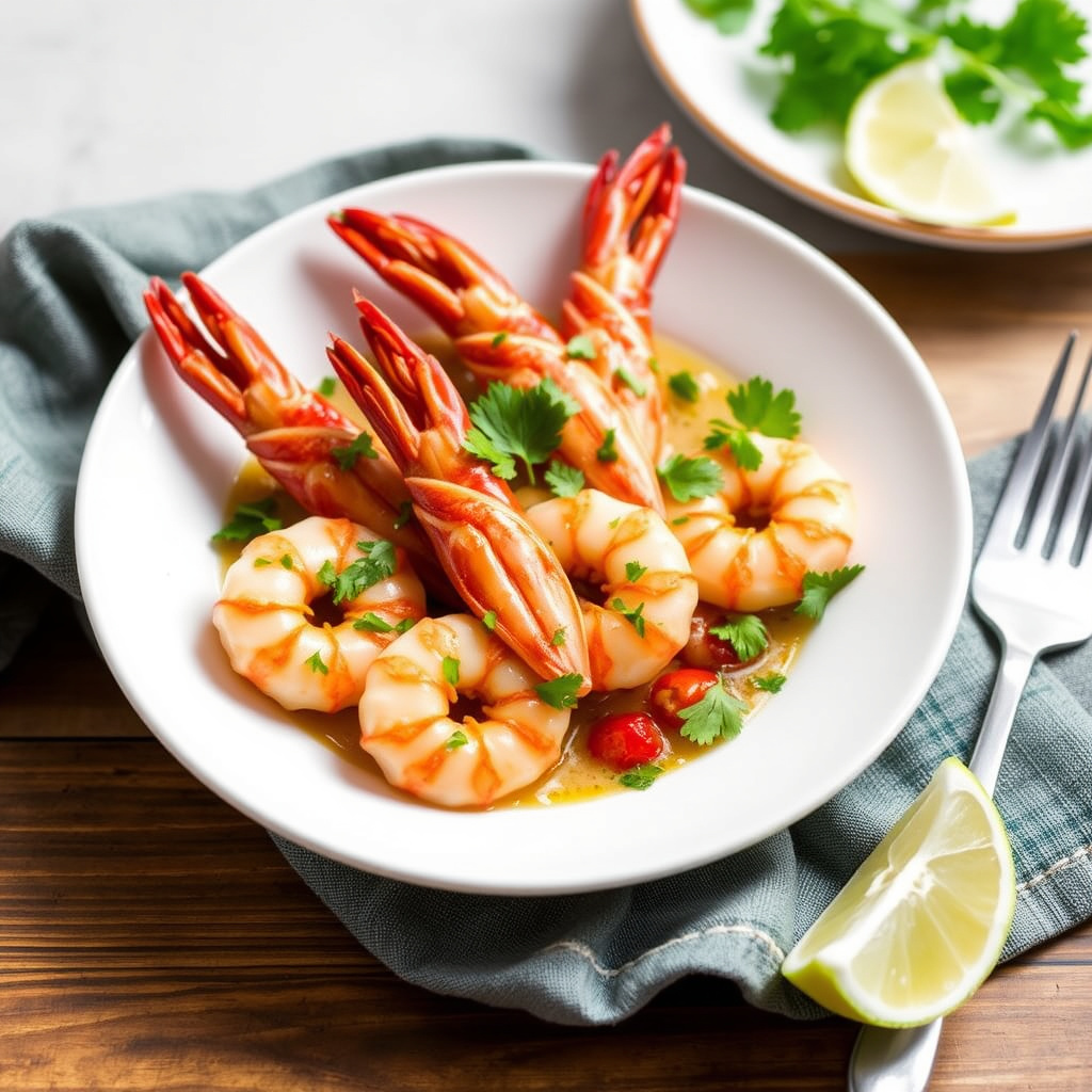 Hode-på-reker med chili, hvitløk og persille