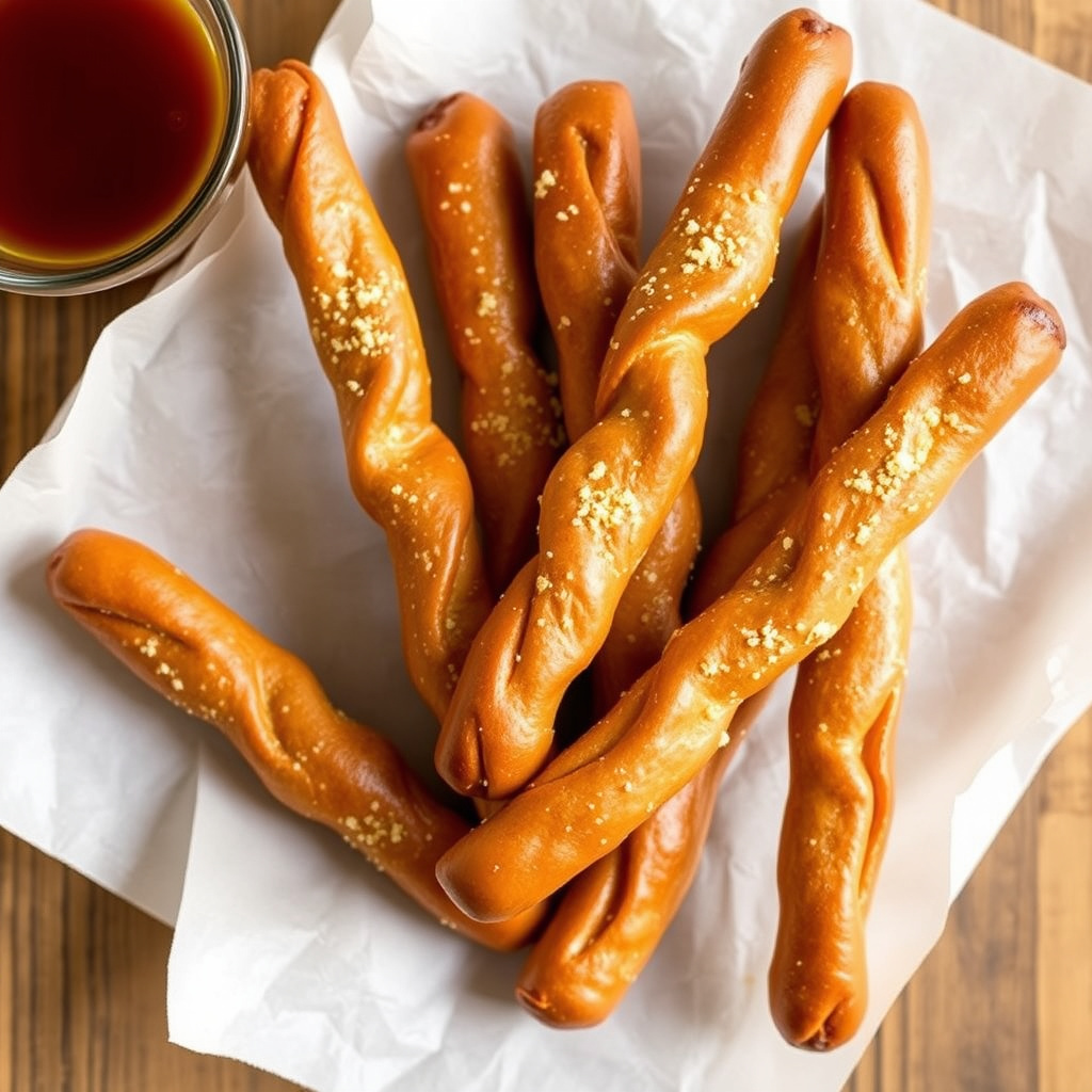 Honning-helkorn pretzelstenger