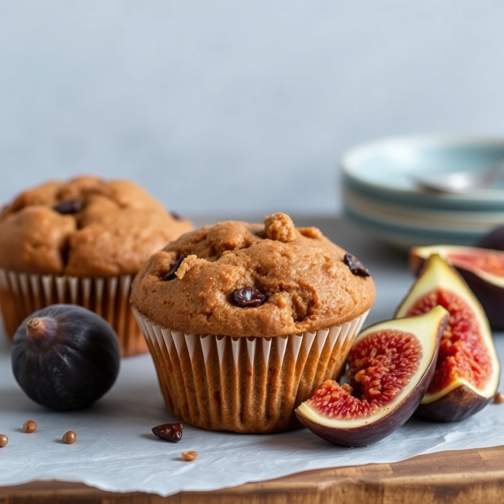 Honning- og branmuffins med fiken