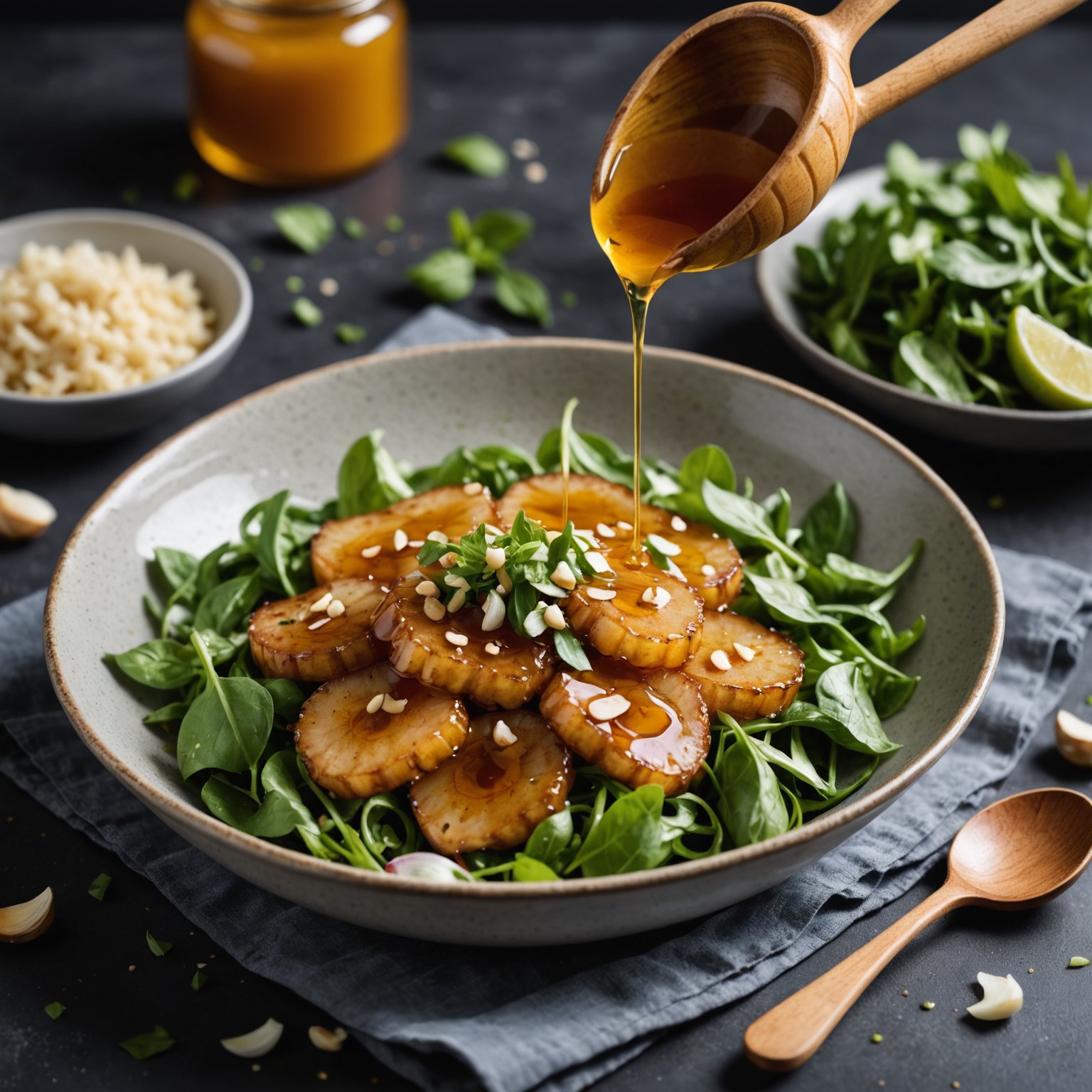 Honning- og hvitløksvinaigrette