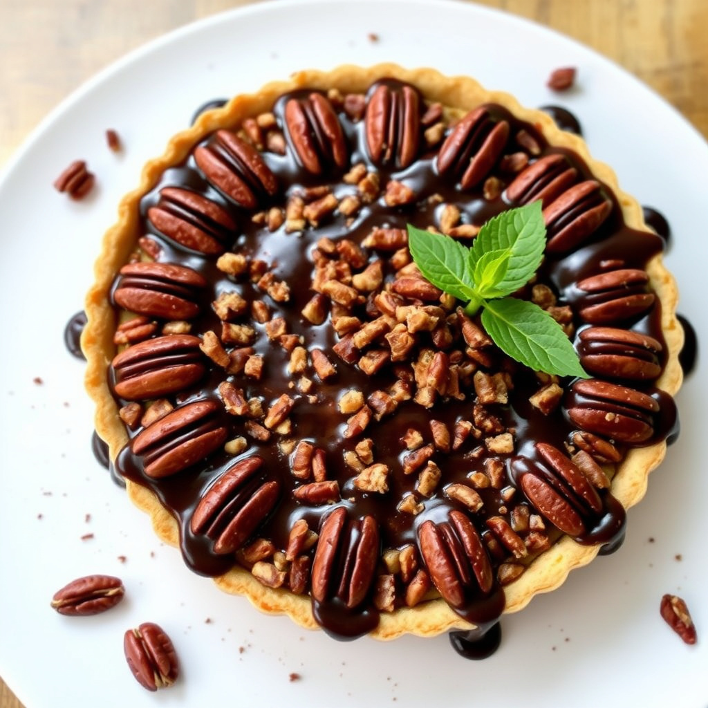 Honning- og pekannøttterte med sjokoladetrekk