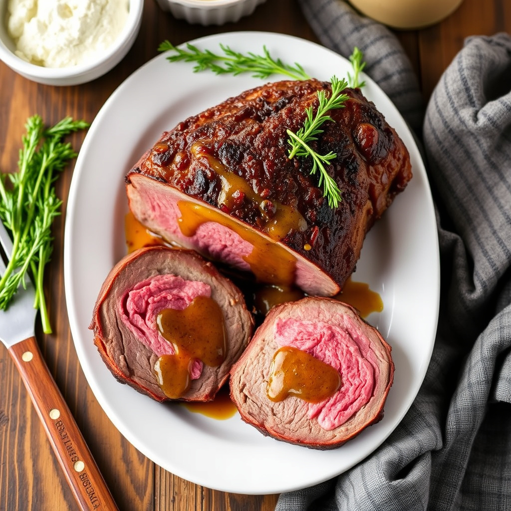 Honning- og sennepsmarinert bisonbiff av sirloin-tipp