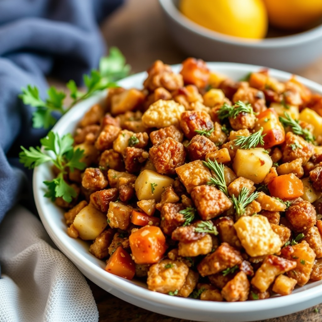 Klassisk høstfyll med kalkunpølse og eple