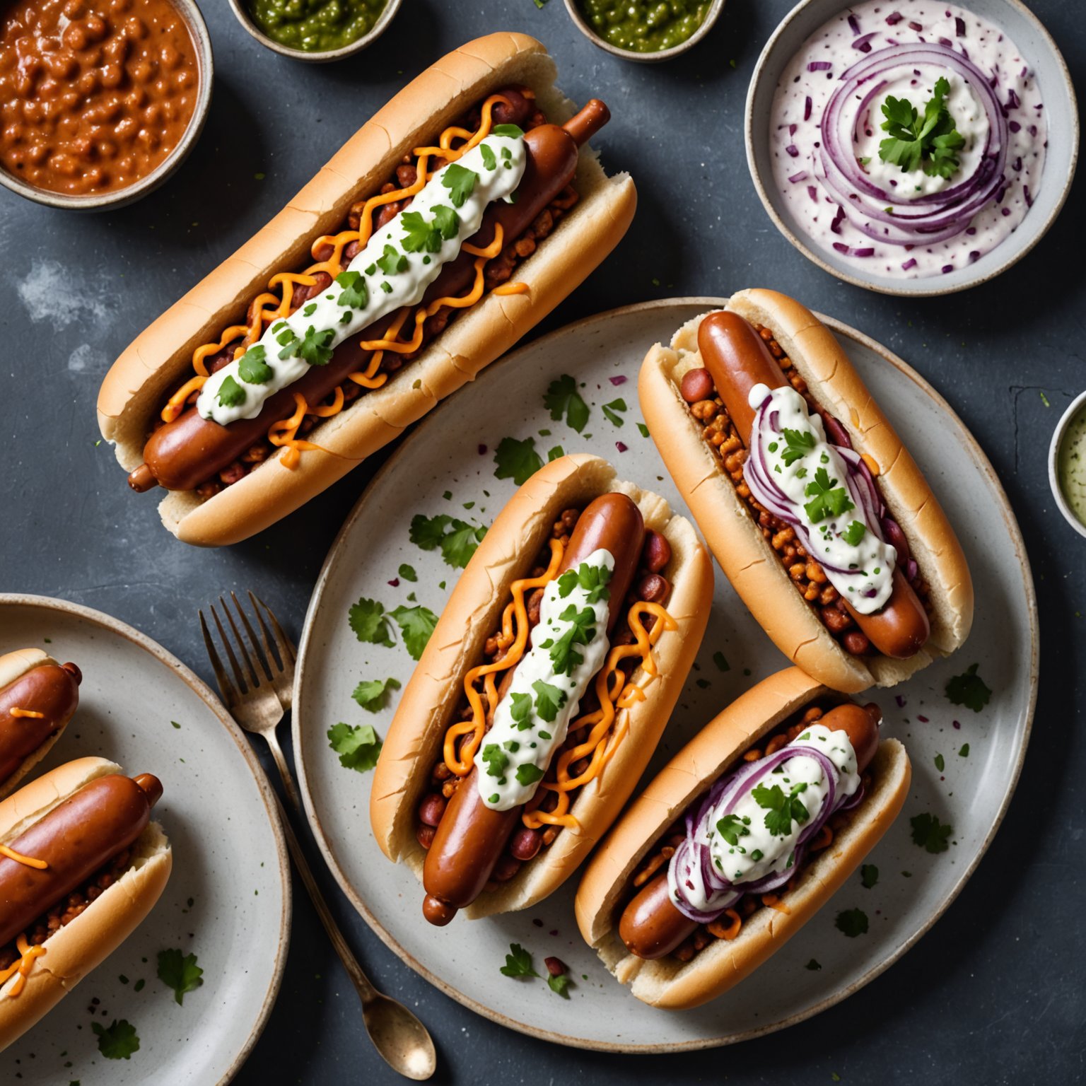 Hot dogs med dal og rødløksraita