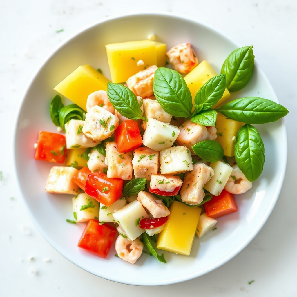 Hummer- og ananassalat med basilikum og mynte