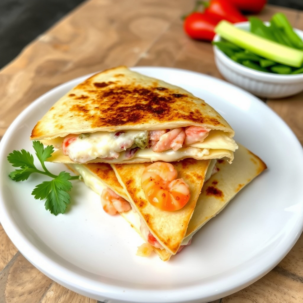 Hummer- og ristet hvitløksquesadillas med Brie-ost 2