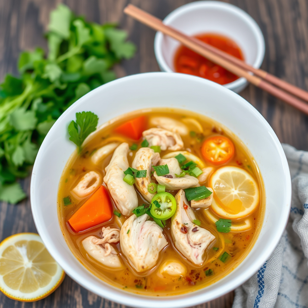 Hurtig asiatisk kyllingsuppe i stil
