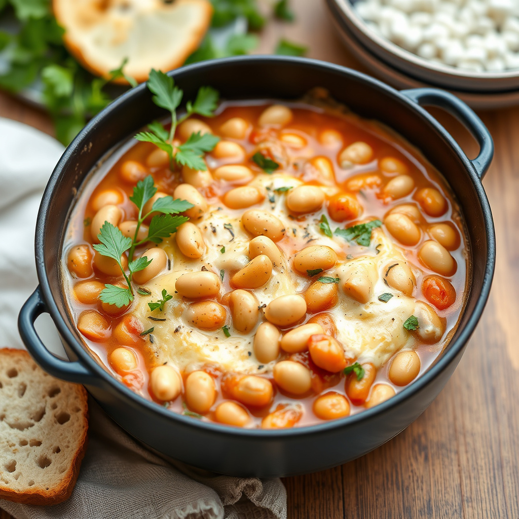 Hvit bønne-cassoulet med kyllingpølse