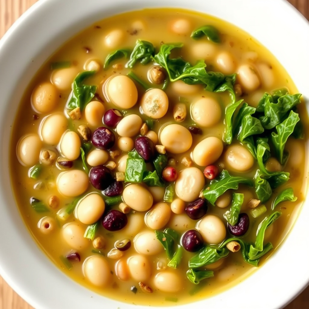 Hvit bønne-, hvete- og escarolesuppe