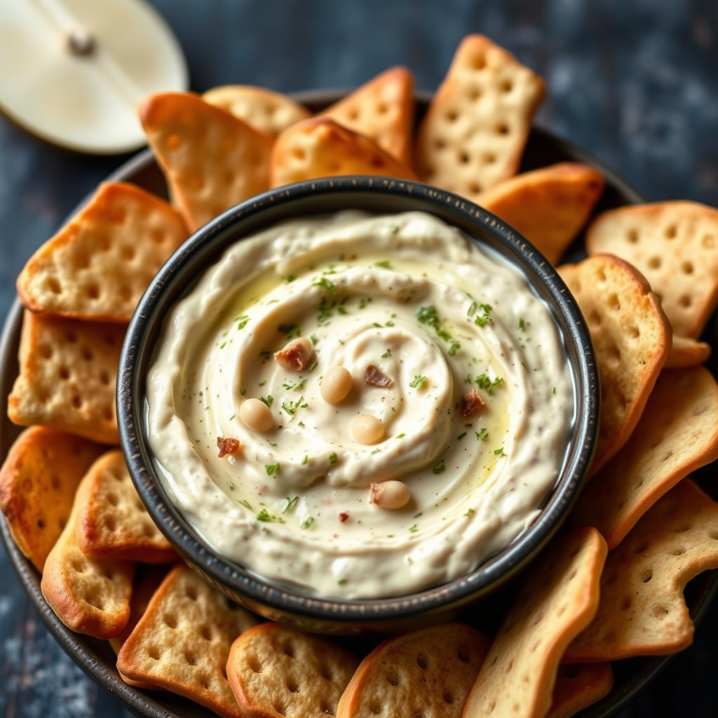 Hvit bønne- og ovnsbakt hvitløksdipp