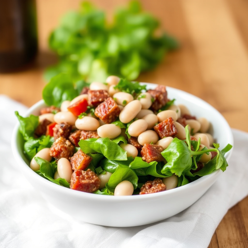 Hvit bønnesalat med churrasco