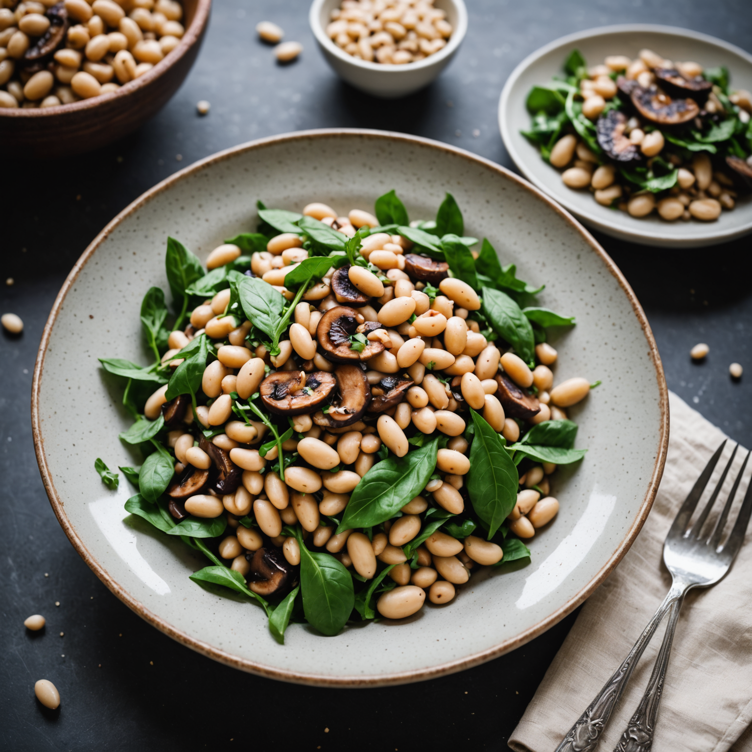 Hvit bønnesalat med shiitakesopp