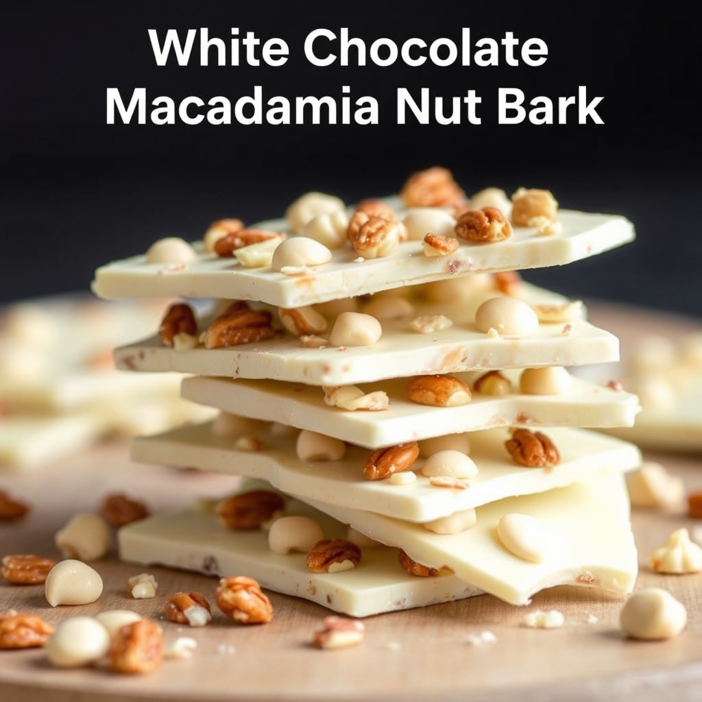 Hvit sjokolade med makadamianøtter og bark