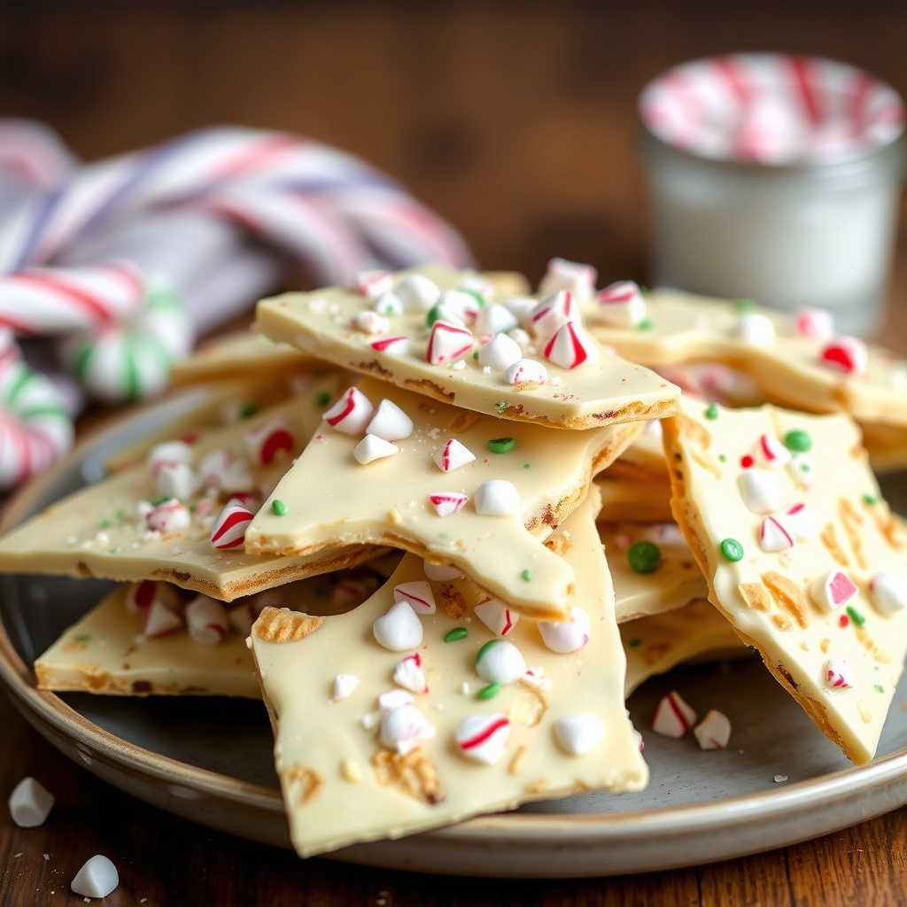 Hvit sjokolade- og peppermyntebrittle