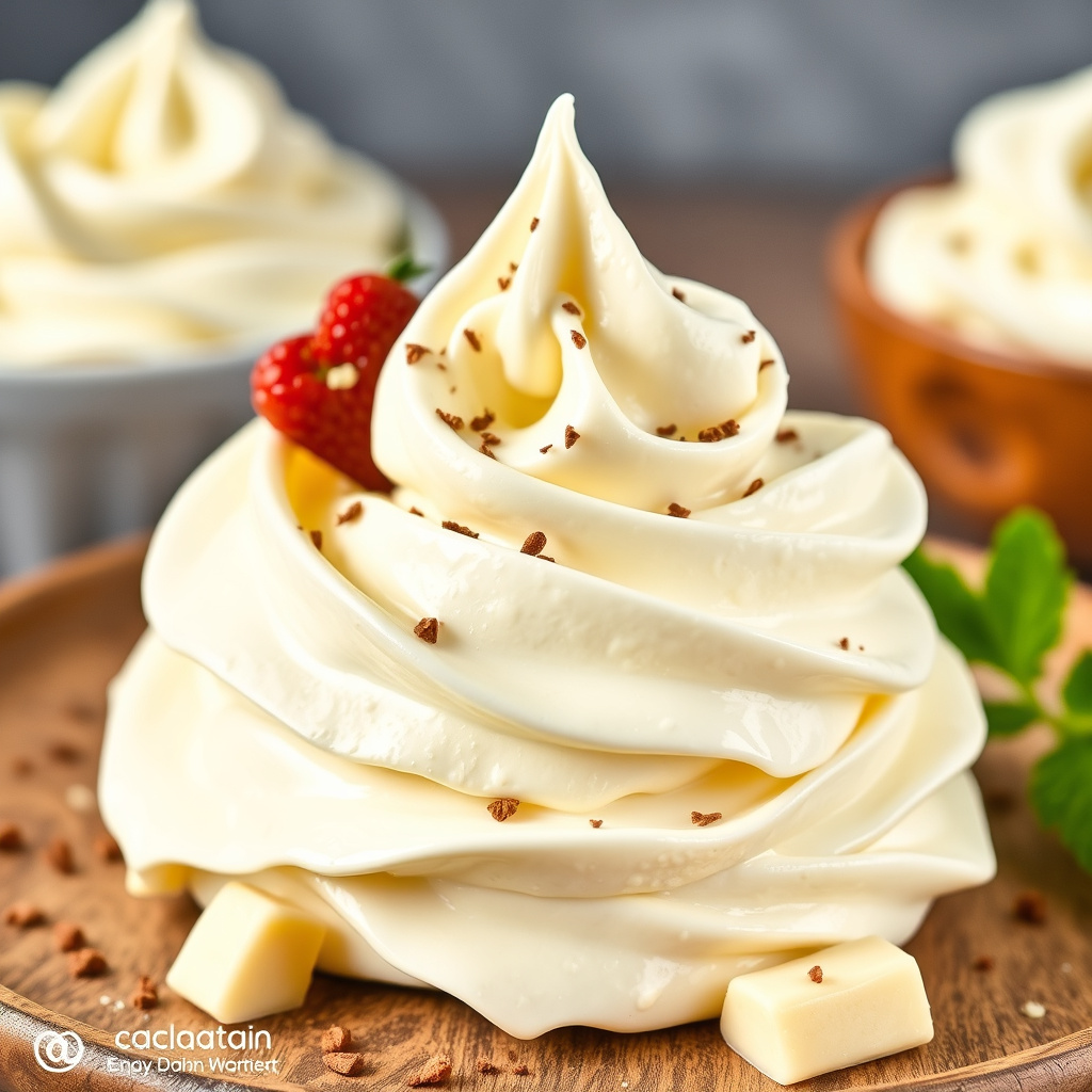 Hvit sjokoladekrem med pisket krem