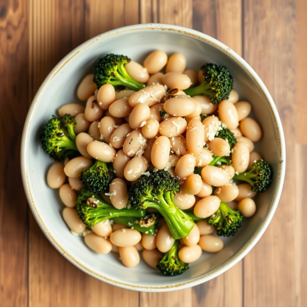 Hvite bønner og brent brokkoli med parmesan