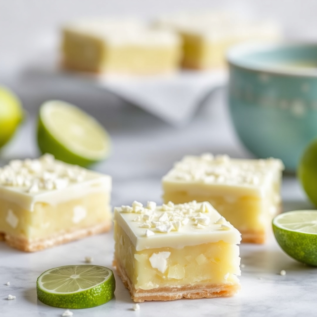 Hvite sjokolade- og key lime-barer