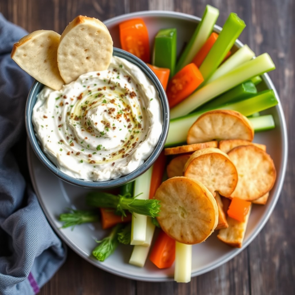 Hvitløk- og ansjossdip med grønnsaker