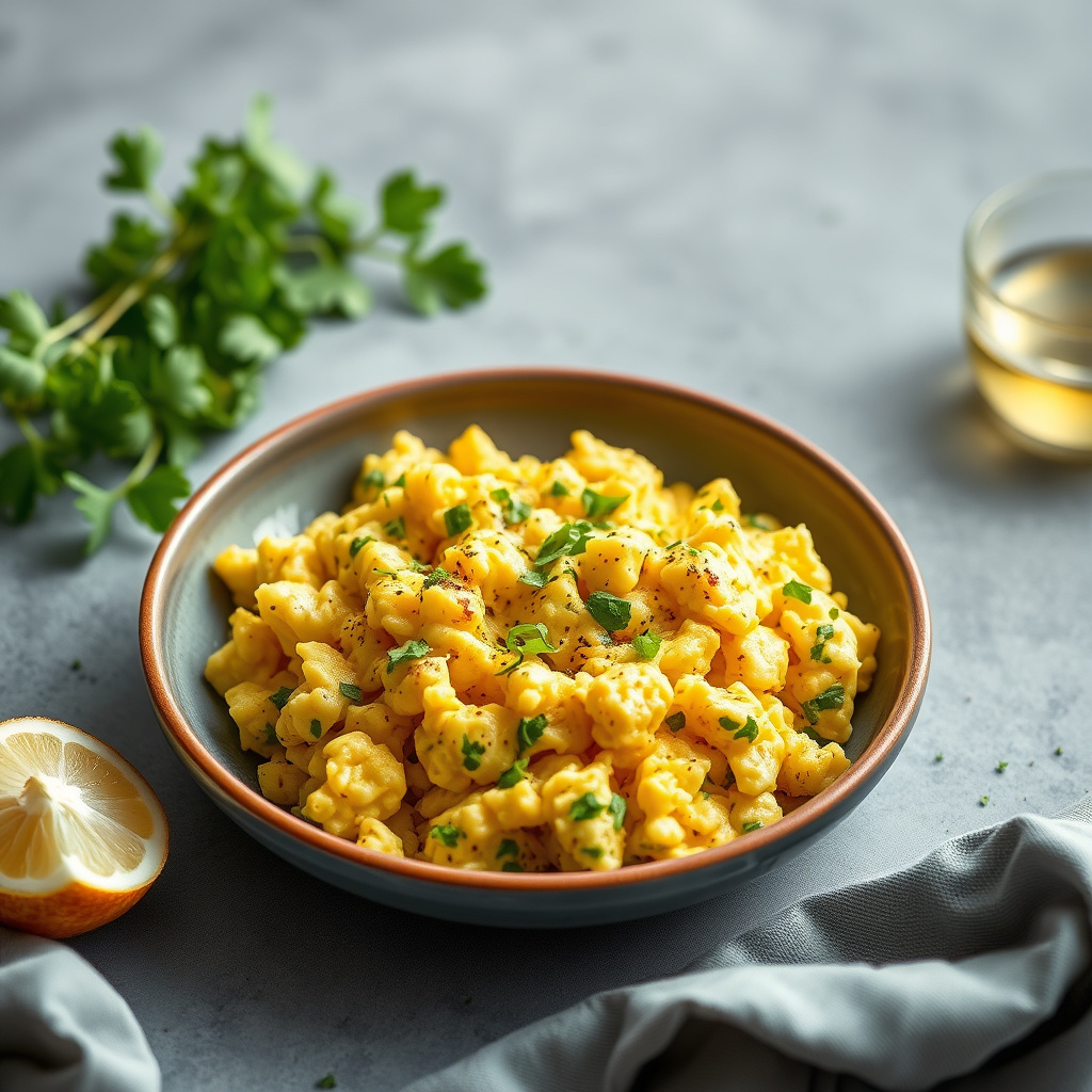 Hvitløk- og korianderscrambled eggs