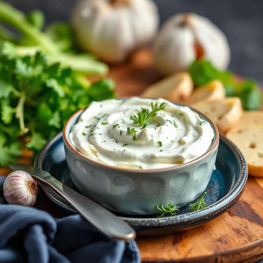 Hvitløk- og urtekremost