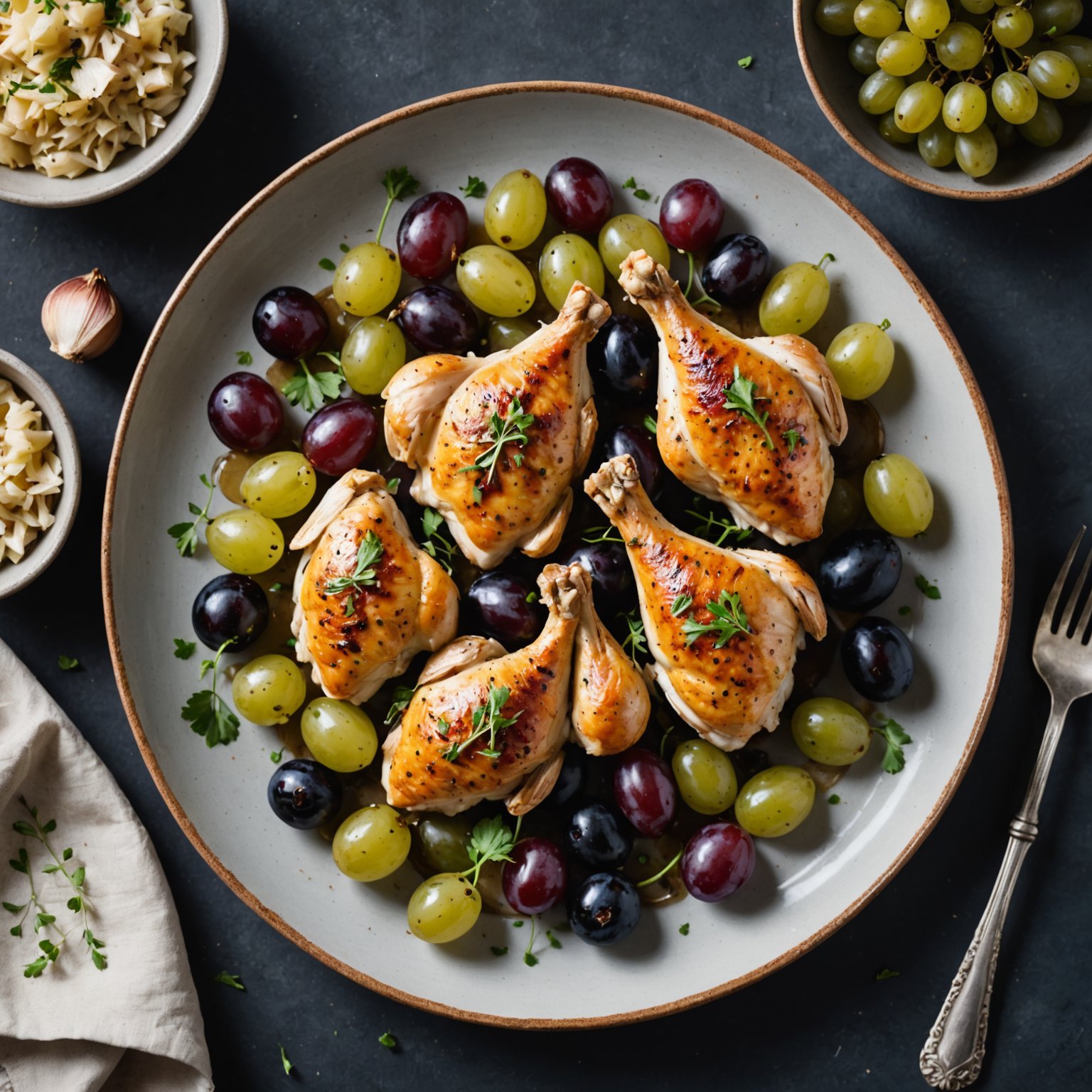 Hvitløkkylling og druer