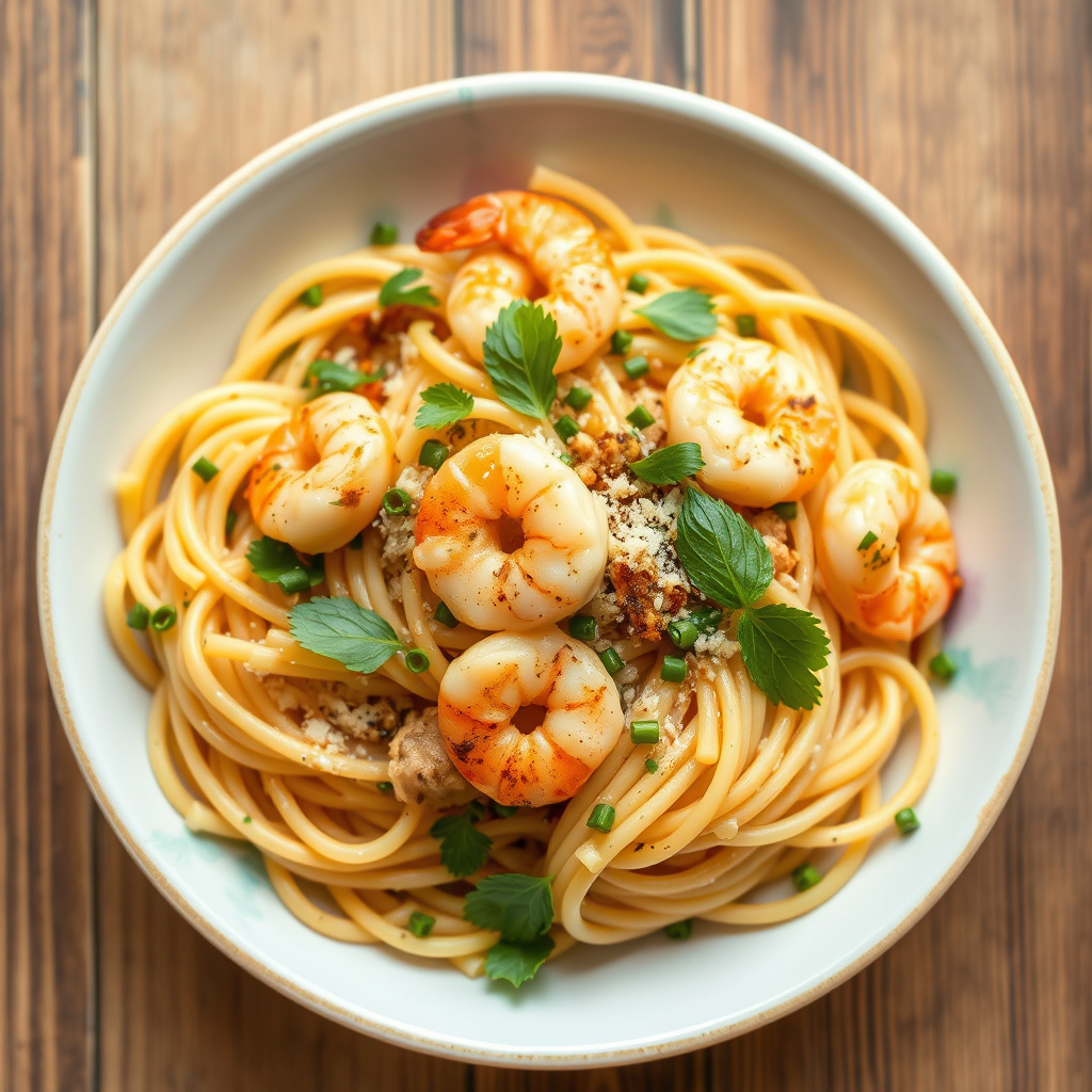 Hvitløksshrimppasta
