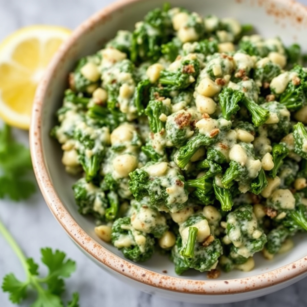 Hvitløkssmakende kremet grønnkål