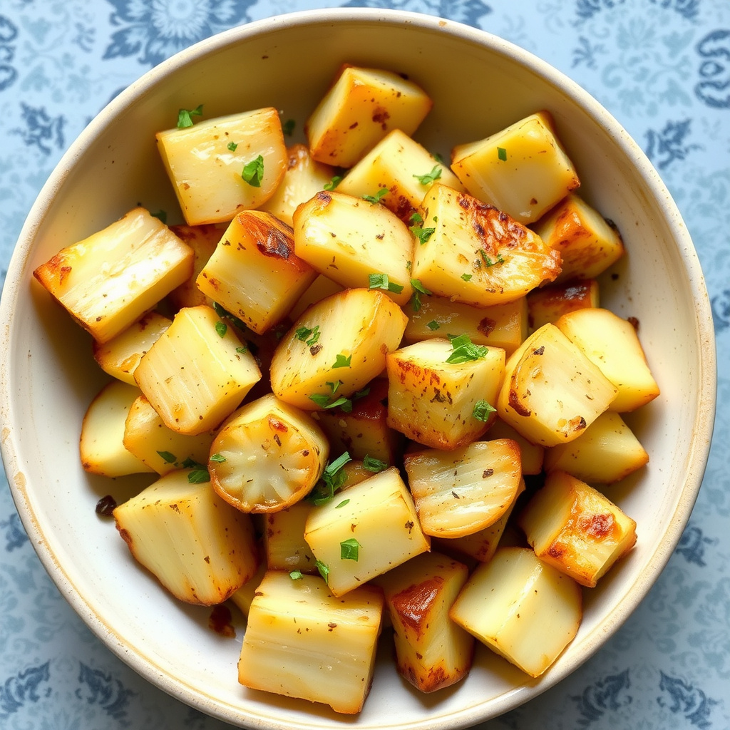 Hvitløkssrostet yuca