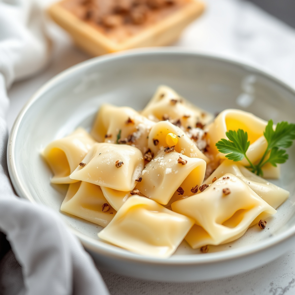 Hvitt mais-agnolotti