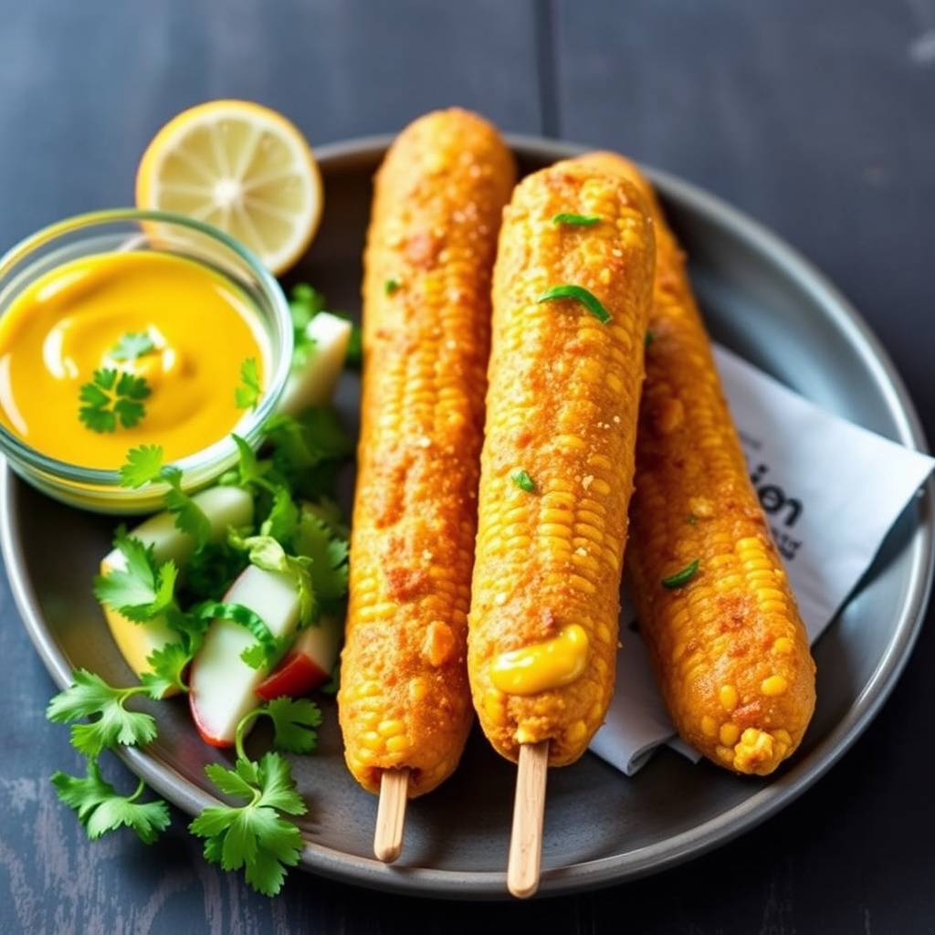 Indisk-inspirerte pølse i korn med mangodippsaus
