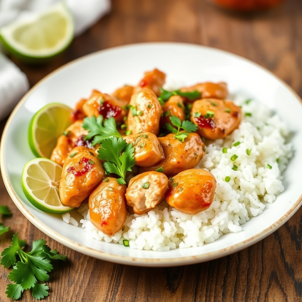 Ingefær-lime kylling med kokosris