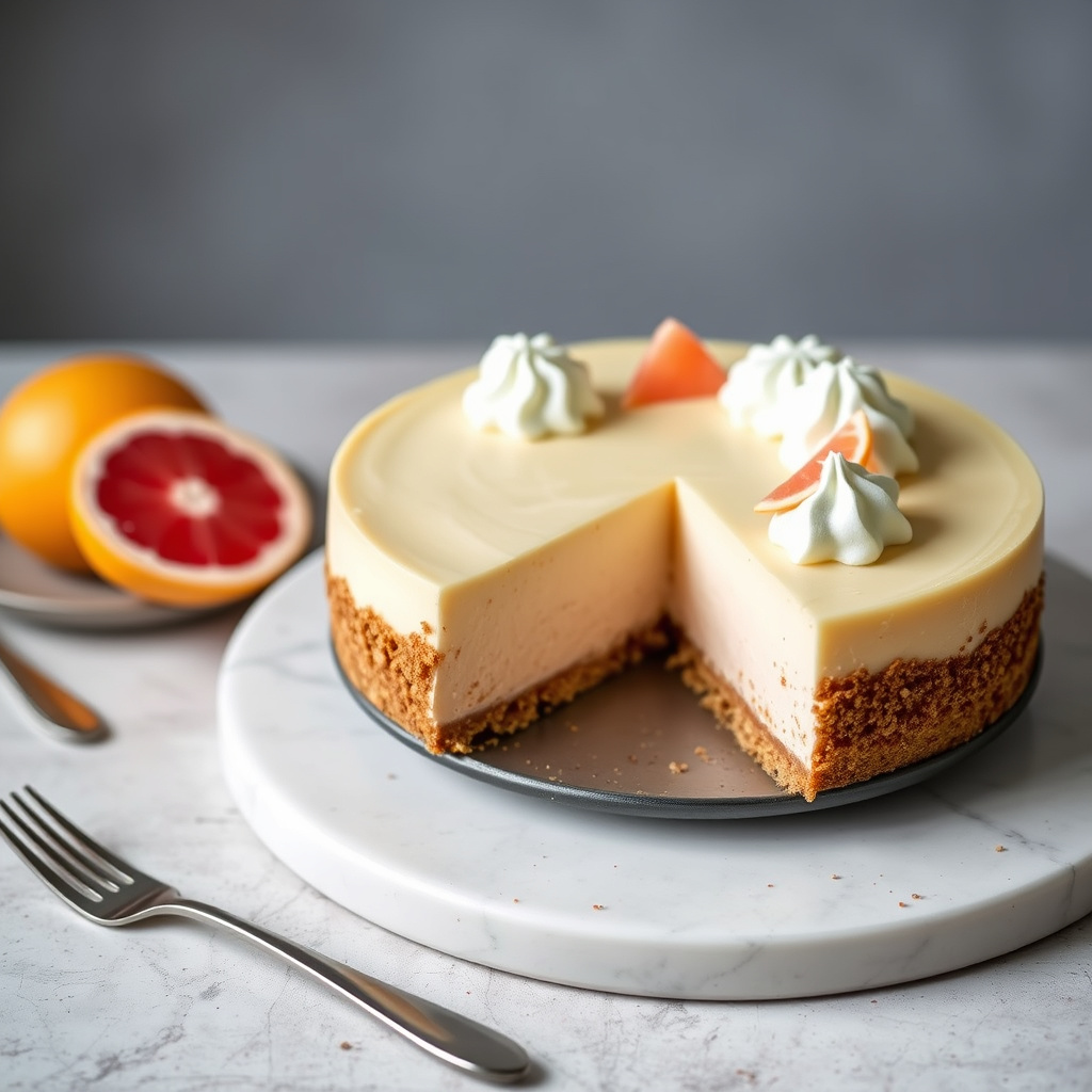 Ingefær- og rosa grapefruktostekake