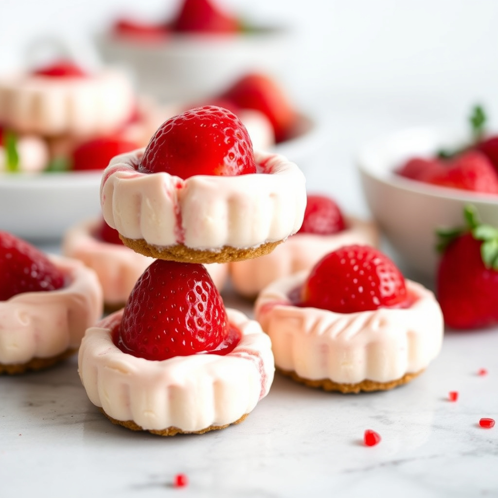 Jordbær-ostekake "thumbprints" uten steking
