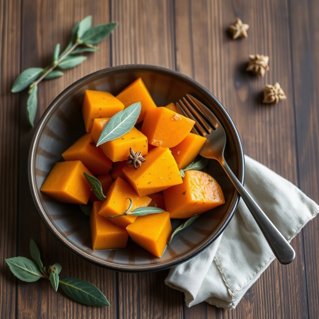 Syltet butternut squash med salvie og kardemomme