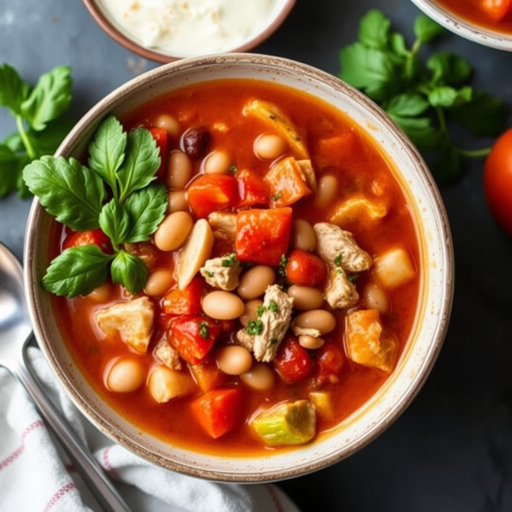 Italiensk kalkun-, bønne- og tomatsuppe