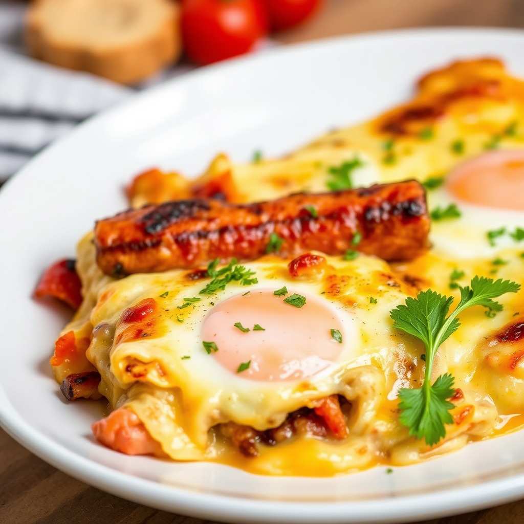 Italiensk pølse- og eggebake