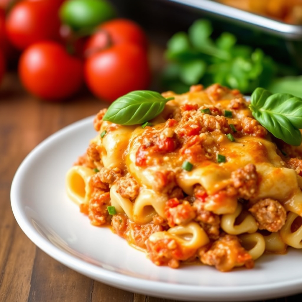 Italiensk pølse og tortellini-grateng