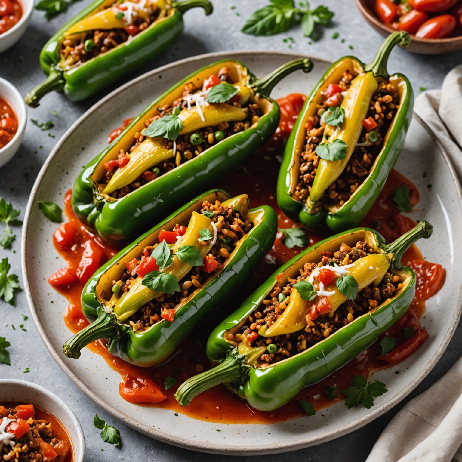 Italienske fylte Cubanelle-pepperfrukter