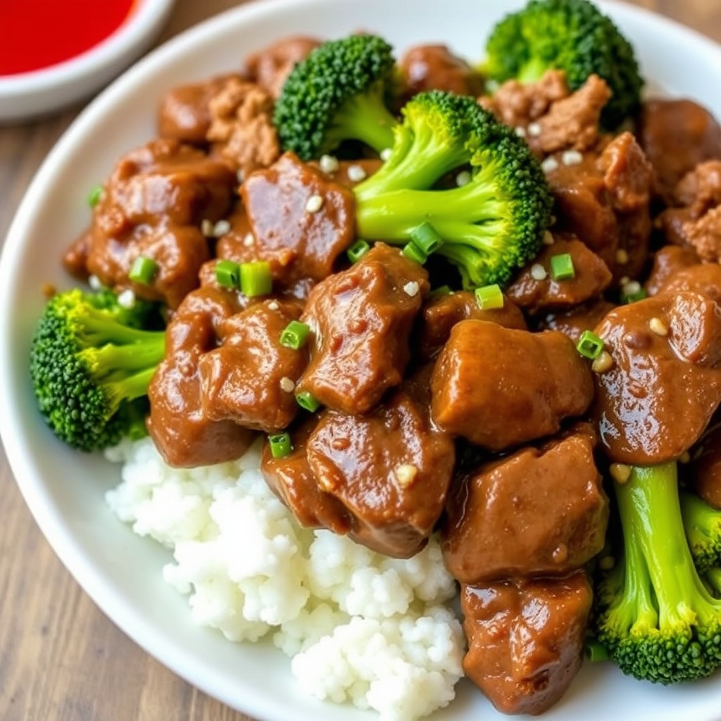 Jameys restaurantstil med biff og brokkoli