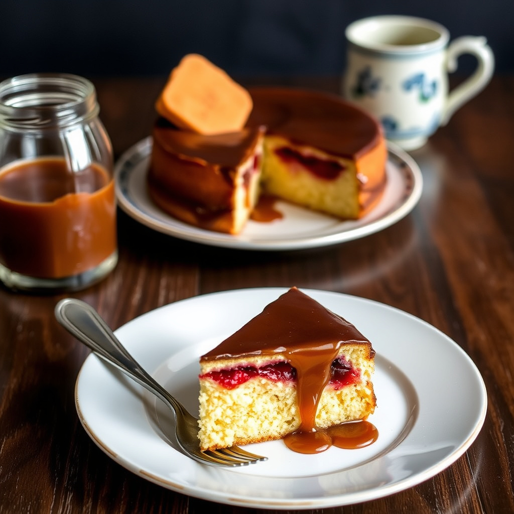 Jamskake med karamell- og sjokoladenganache