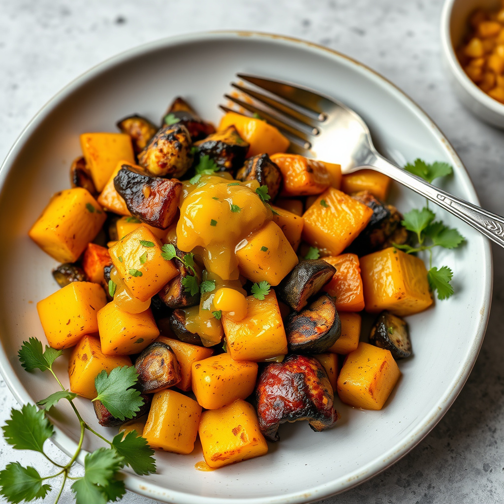 Jernstekte grønnsaker med mango chutney