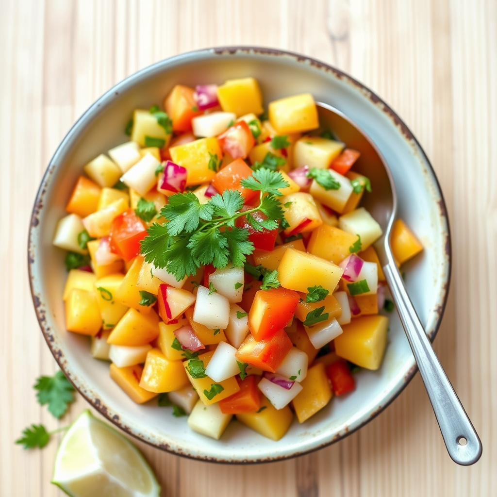 Jicama- og ferskensalsa