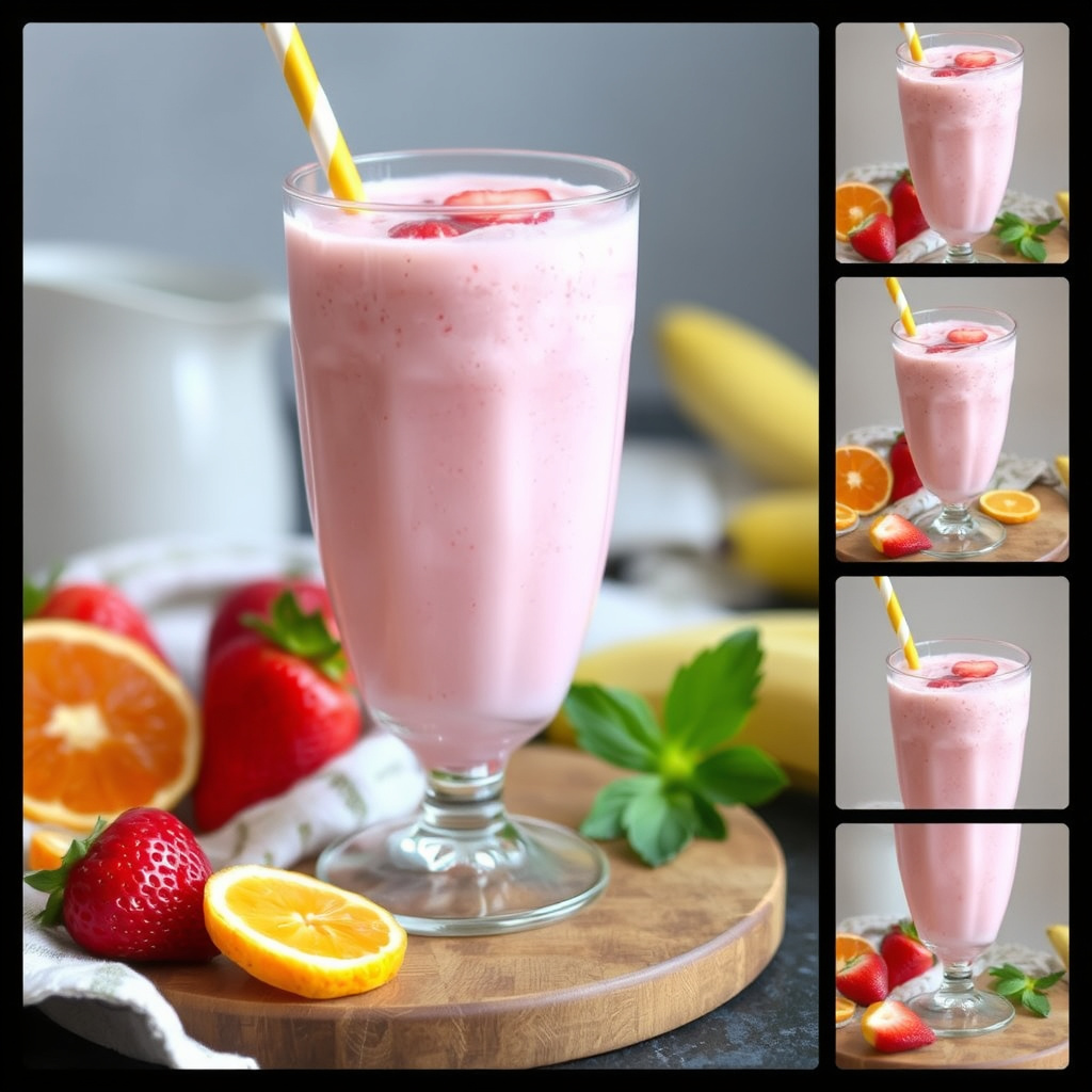 Jordbær, appelsin og banansmoothie