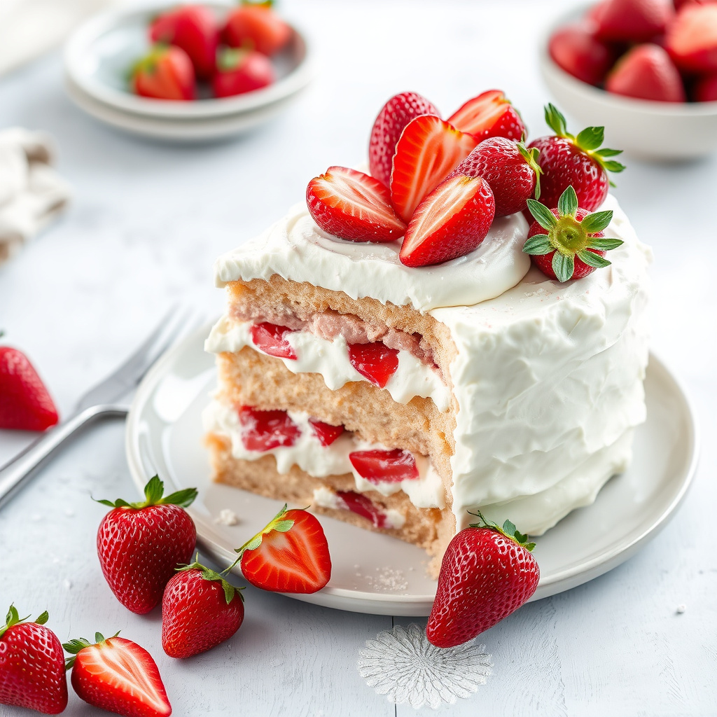 Jordbær- og kremkake i kjøleskapskassen