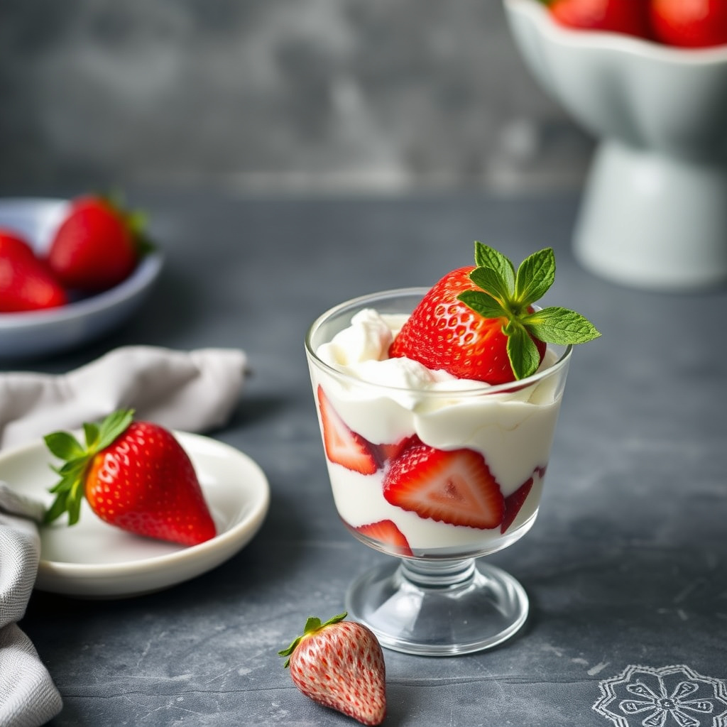 Jordbær- og mascarponekrem i dessertglass