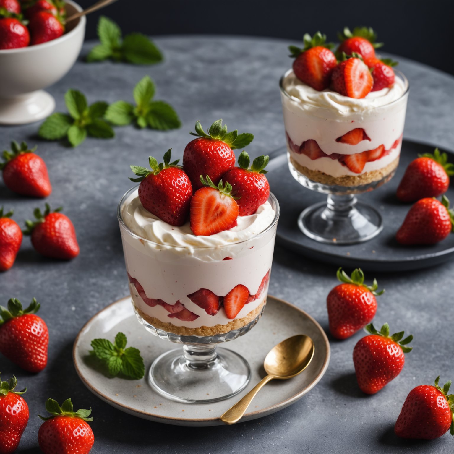 Jordbær- og mascarponekrem i kopp