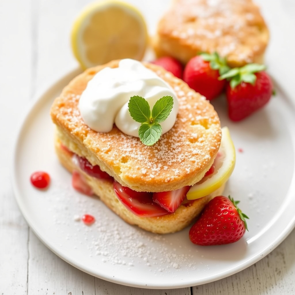 Jordbær- og sitronkremkake med semulegryn