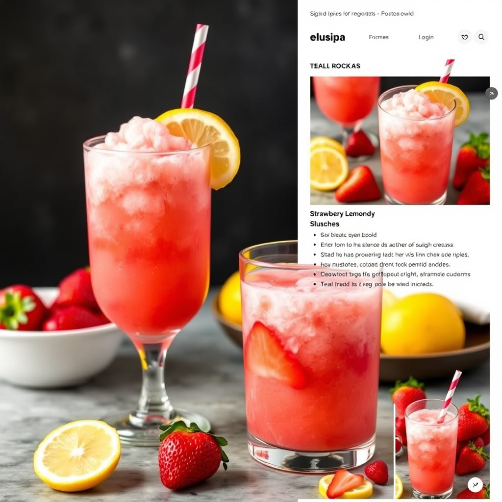 Jordbær- og sitronlemonade-isløsning