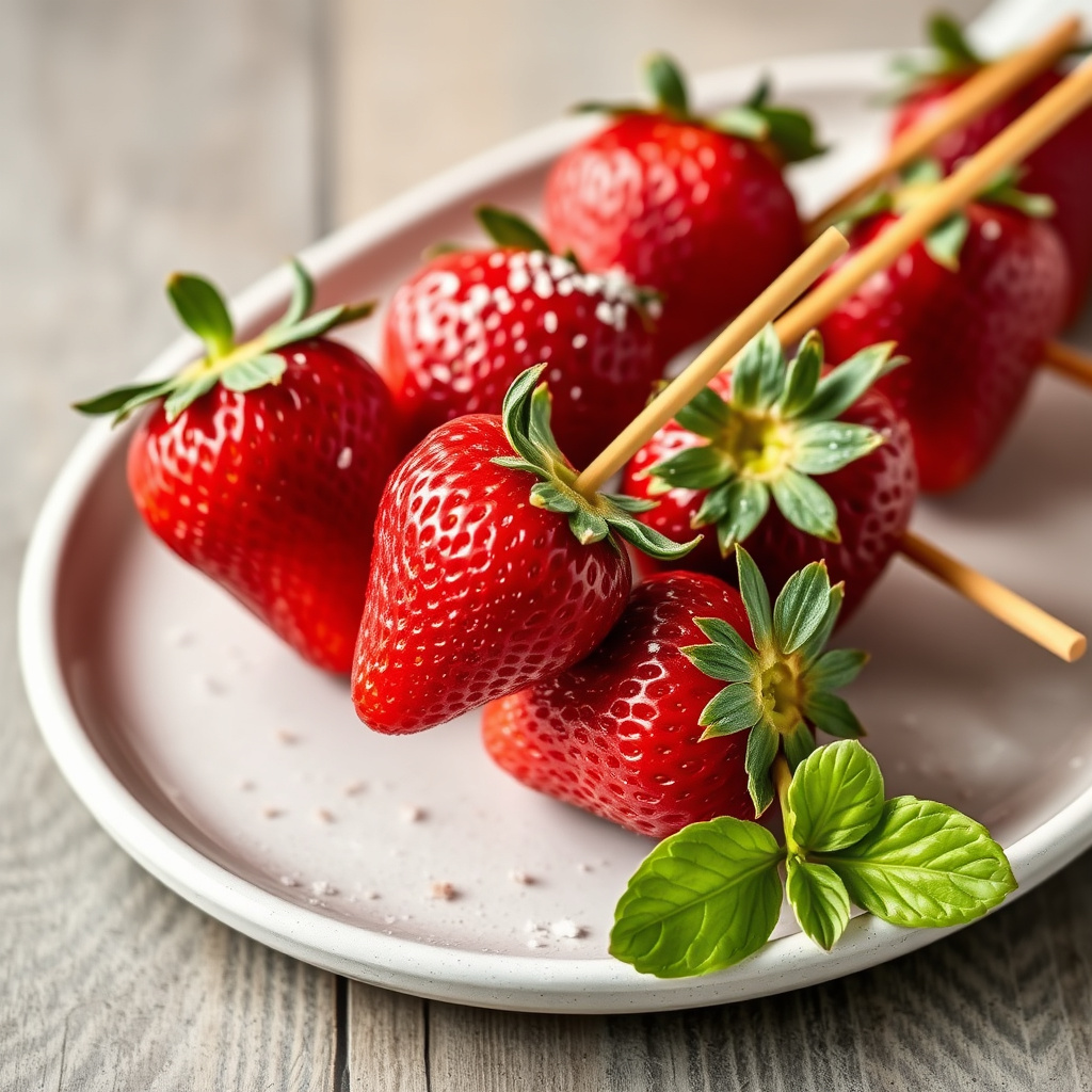 Grillede jordbær på pinne