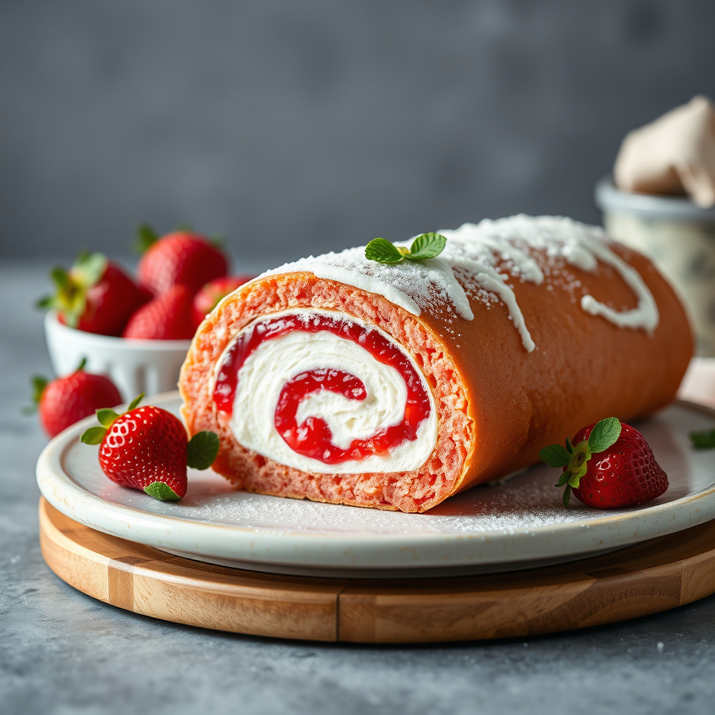Jordbærgele-roulade